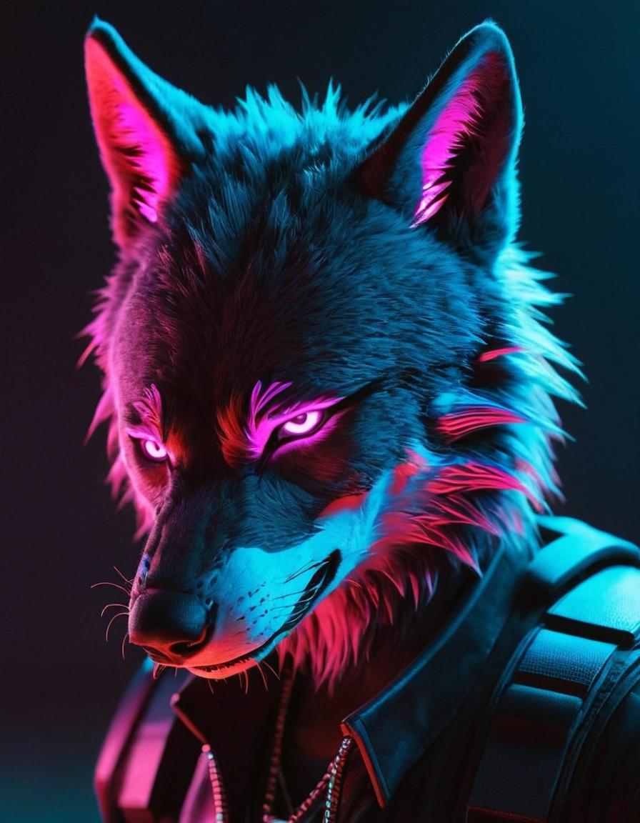 Cyberpunk Wolf KI Design