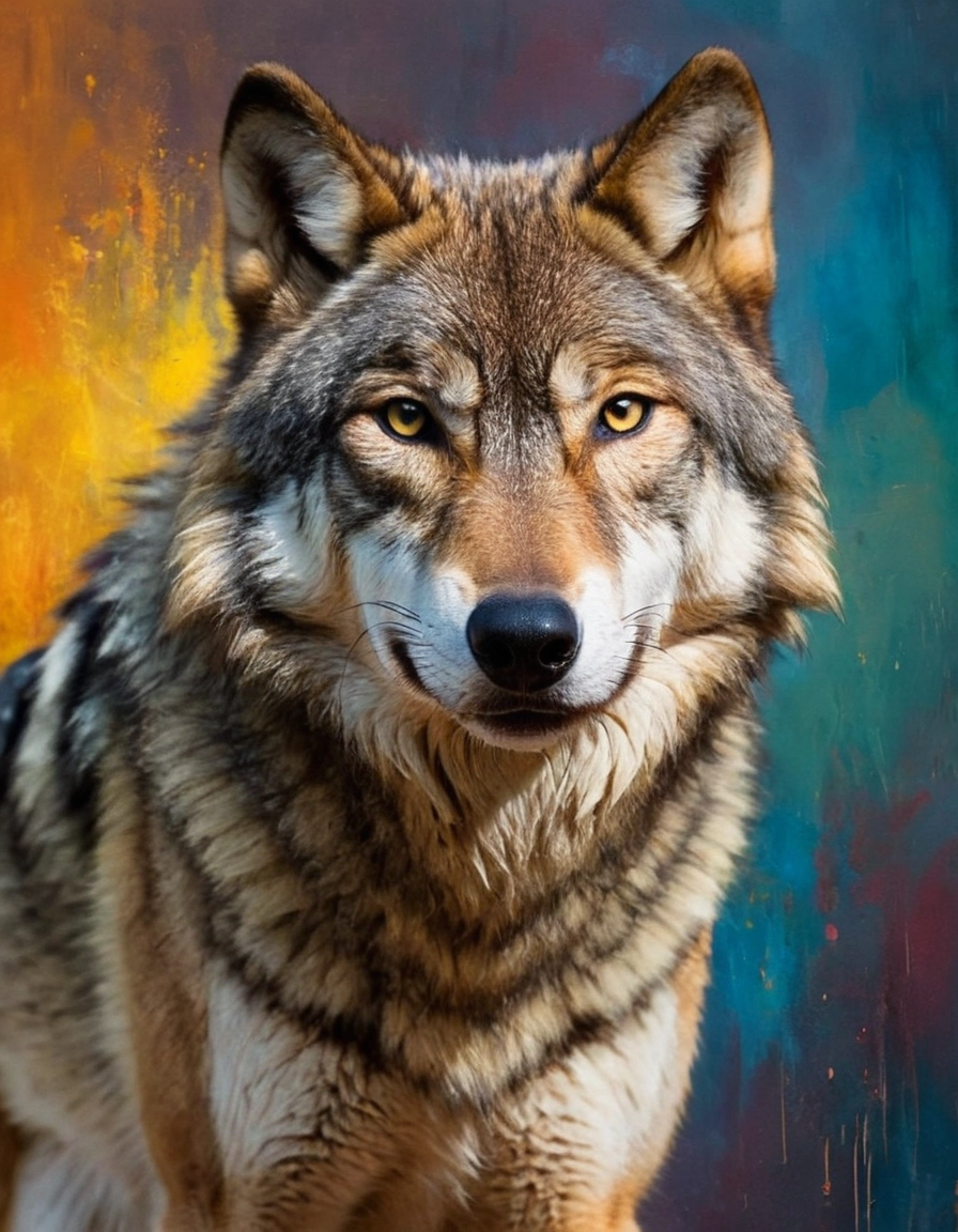 Wolf Portrait Digital Painting KI Kunst